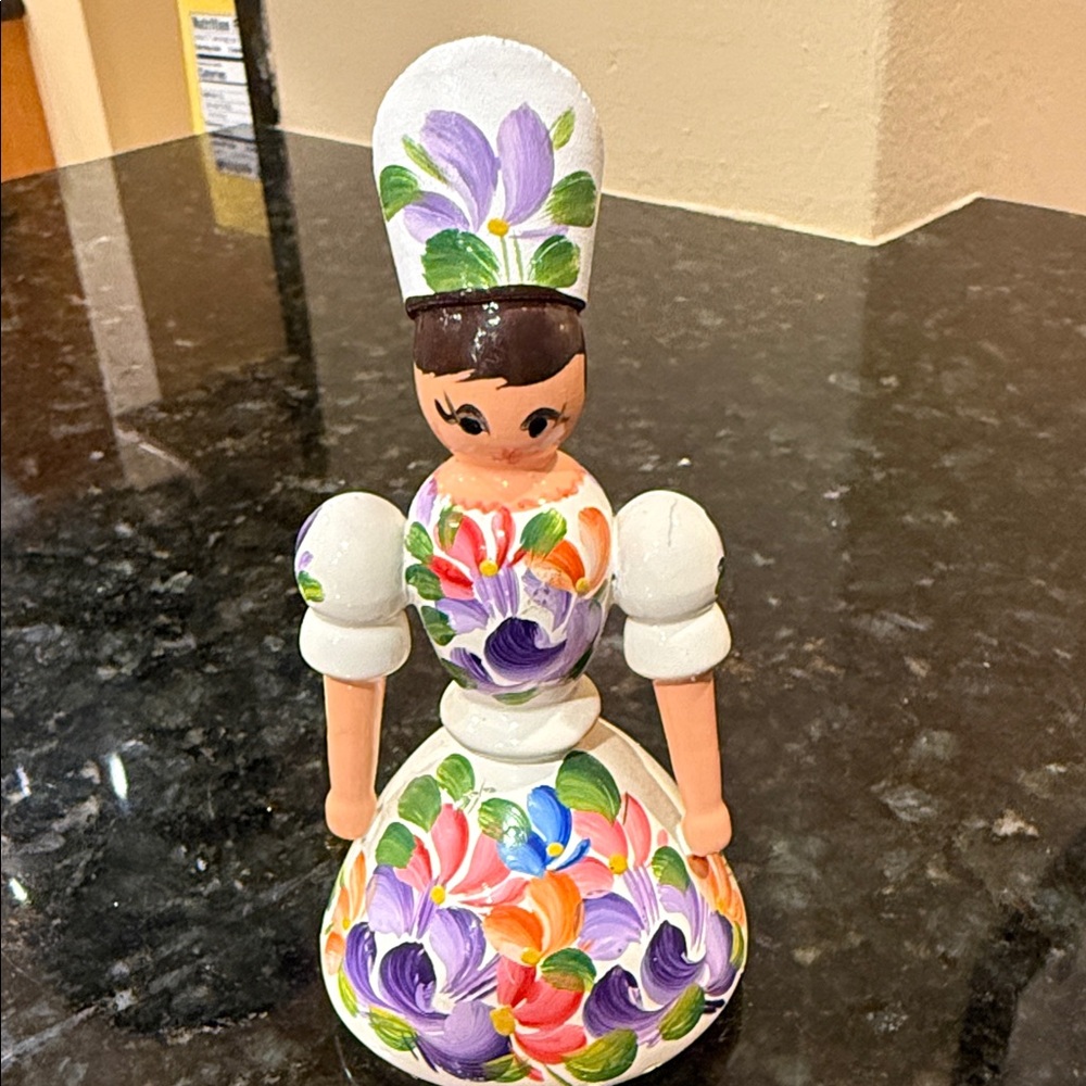 Hand-Painted Hungarian Floral Wooden Doll